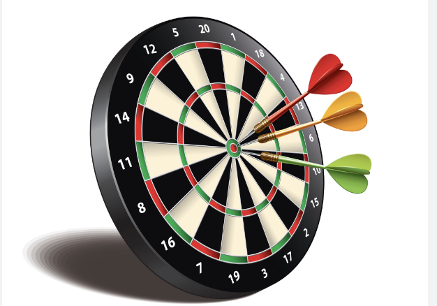 Dart board showing bulls eye. 